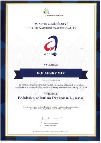 Certifikát Klasa - Polabský mix 2024